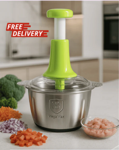 BazaarBee® Stainless Steel push Chopper - 2 Liter