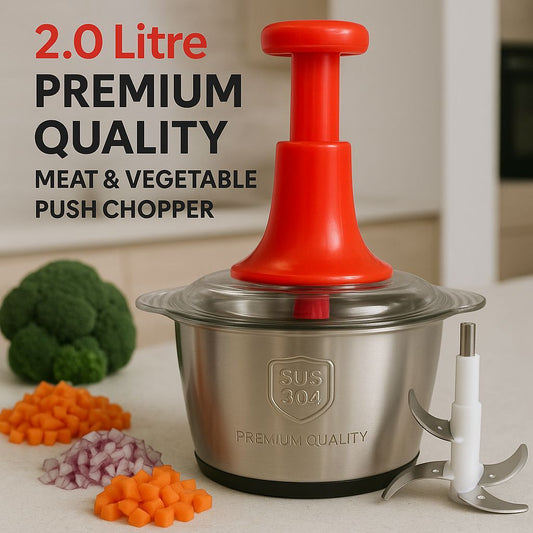 BazaarBee® Stainless Steel push Chopper - 2 Liter