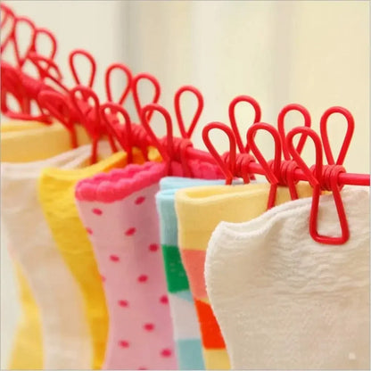 BazaarBee® Portable Elastic Clothesline With 12 Clips