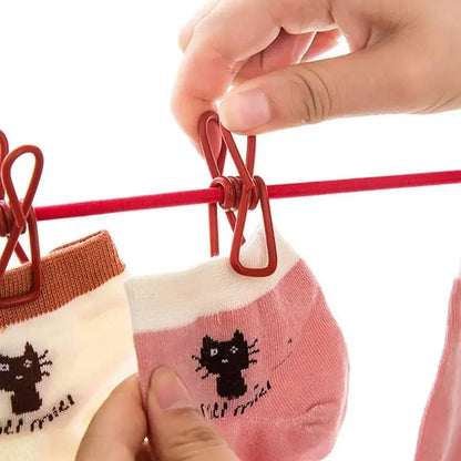 BazaarBee® Portable Elastic Clothesline With 12 Clips